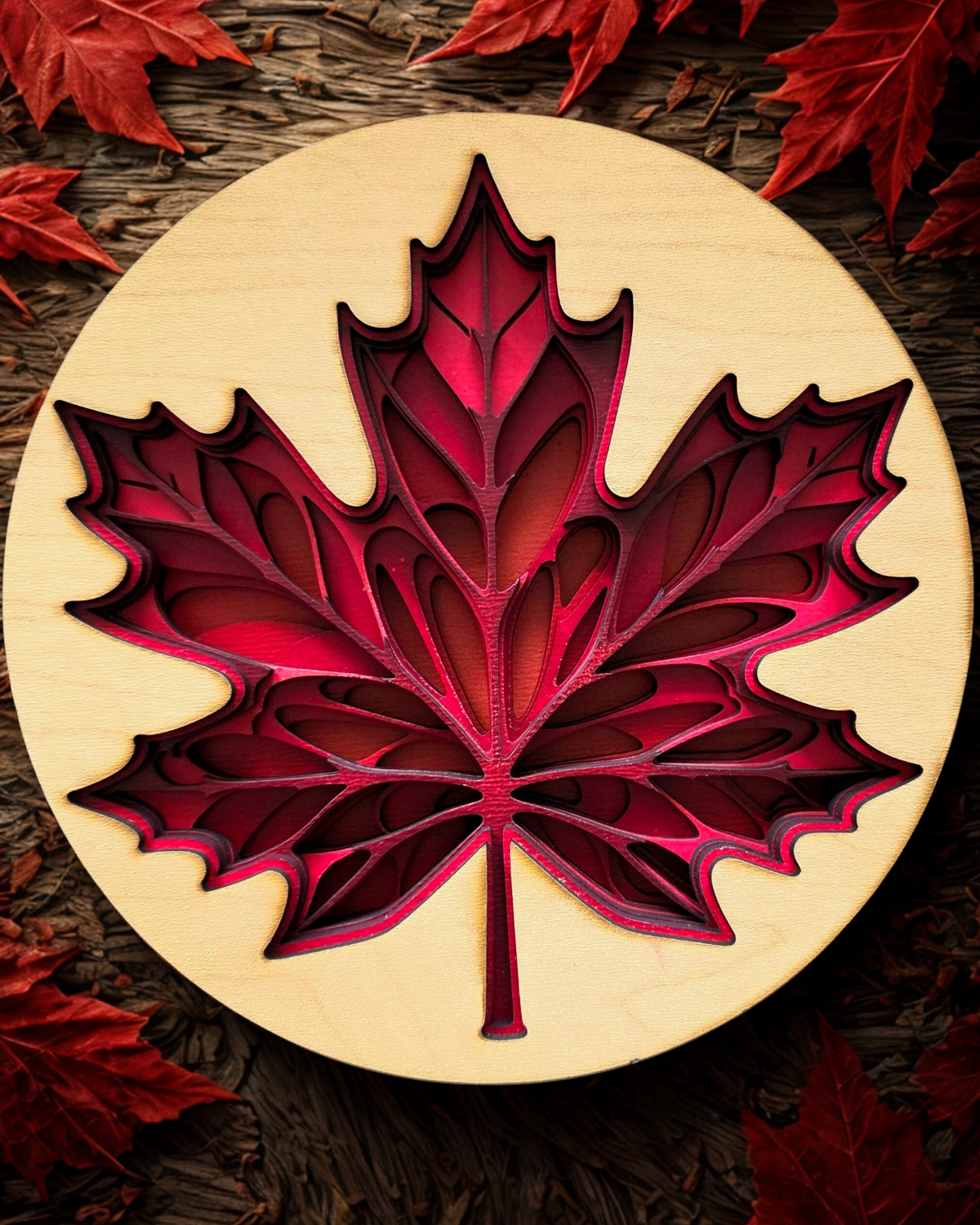 laser cut maple leaf canada wall decoration
