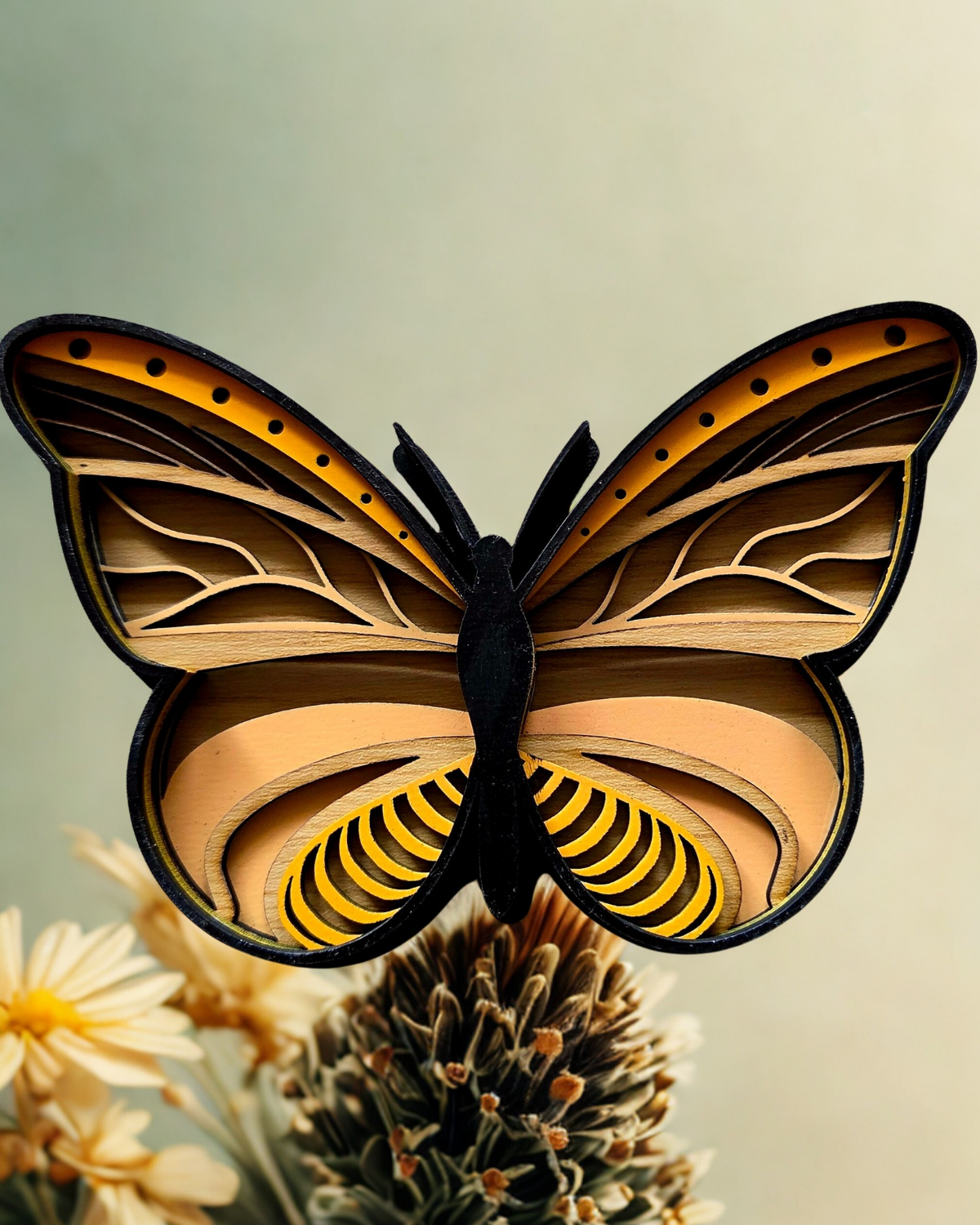 Layered Butterfly Wood Wall Art
