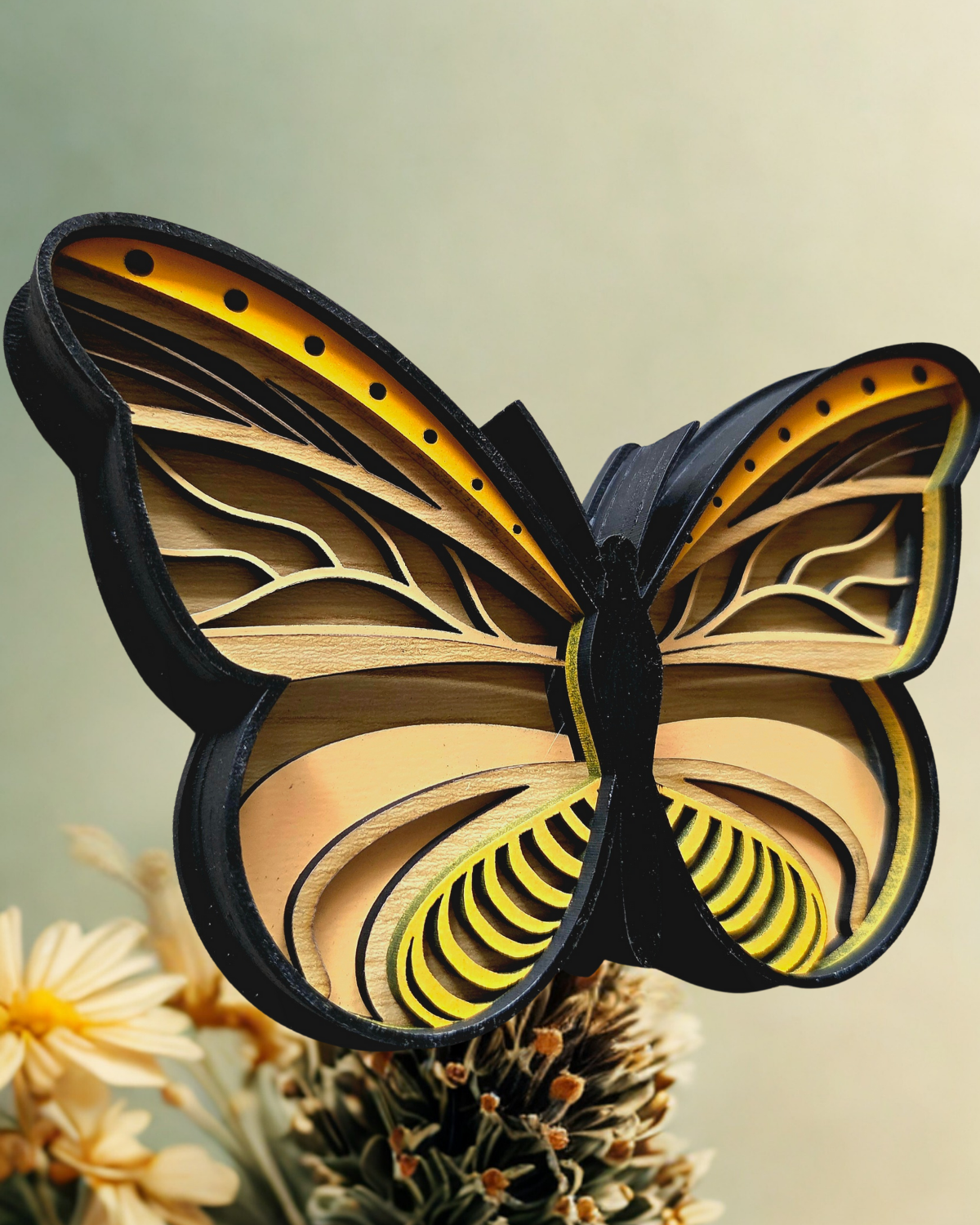 Layered Butterfly Wood Wall Art