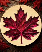 Layered Maple Leaf Wood Wall Art