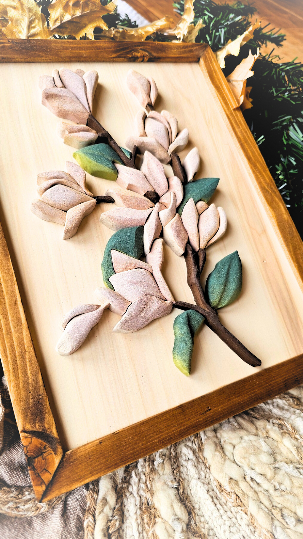 Magnolia Bloom - Handcrafted Wood Art Floral