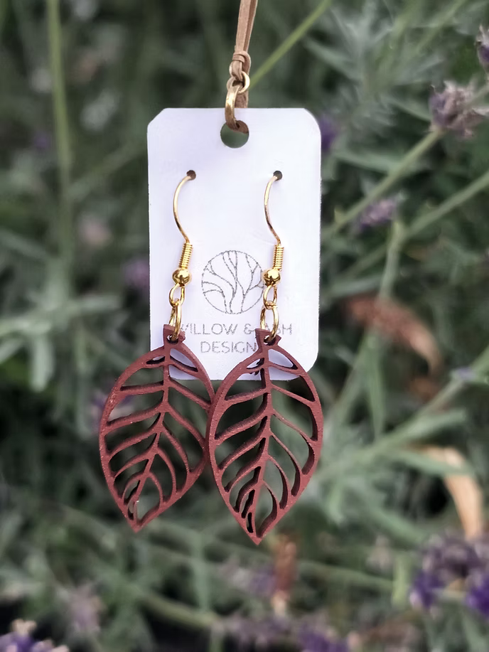 Nature's Leaf - Hanging Wood Earrings