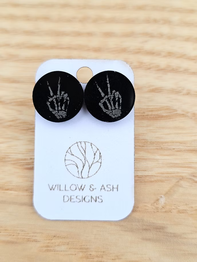 Peace Skeleton Stud Earrings