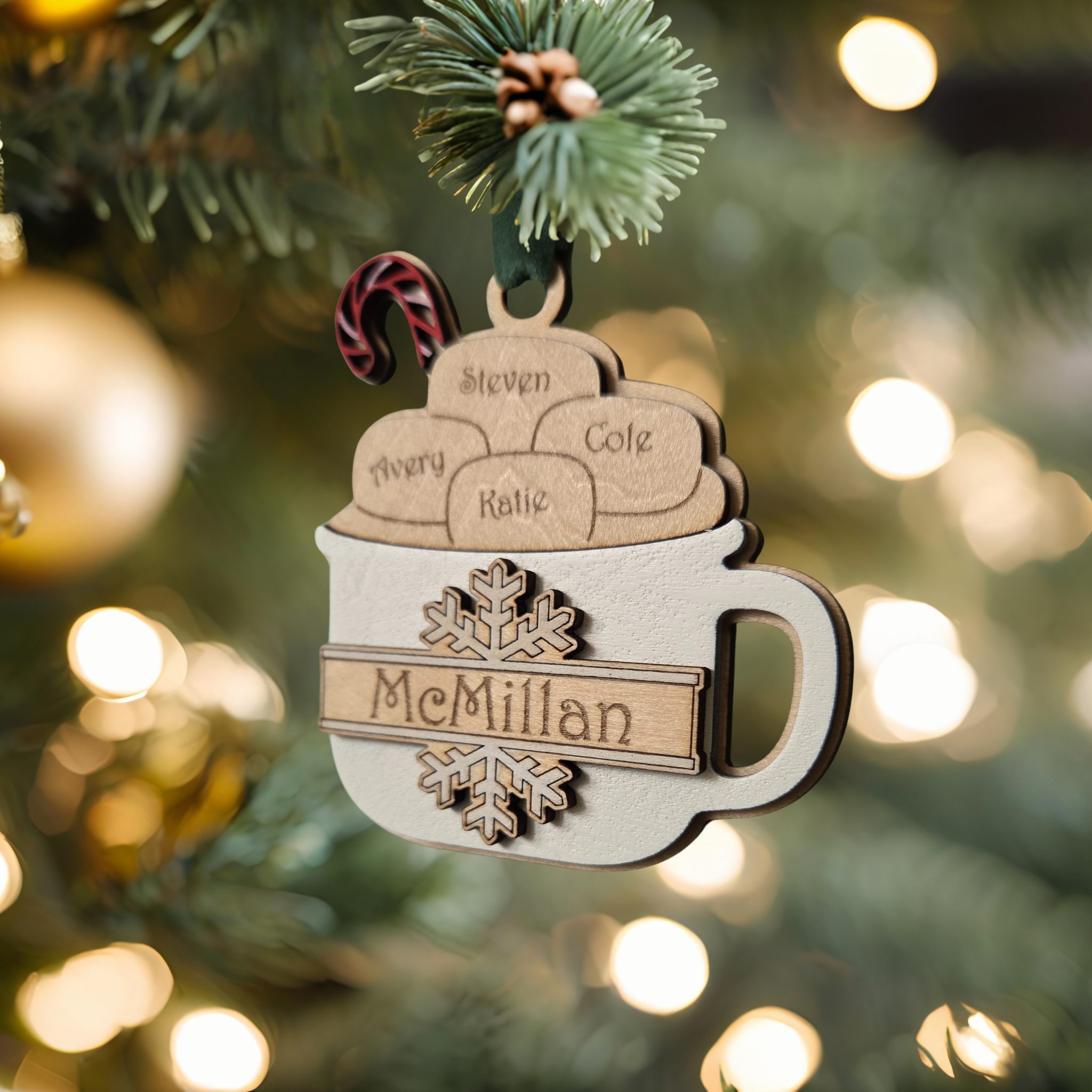Personalized Hot Cocoa Ornament – Custom Family Mug