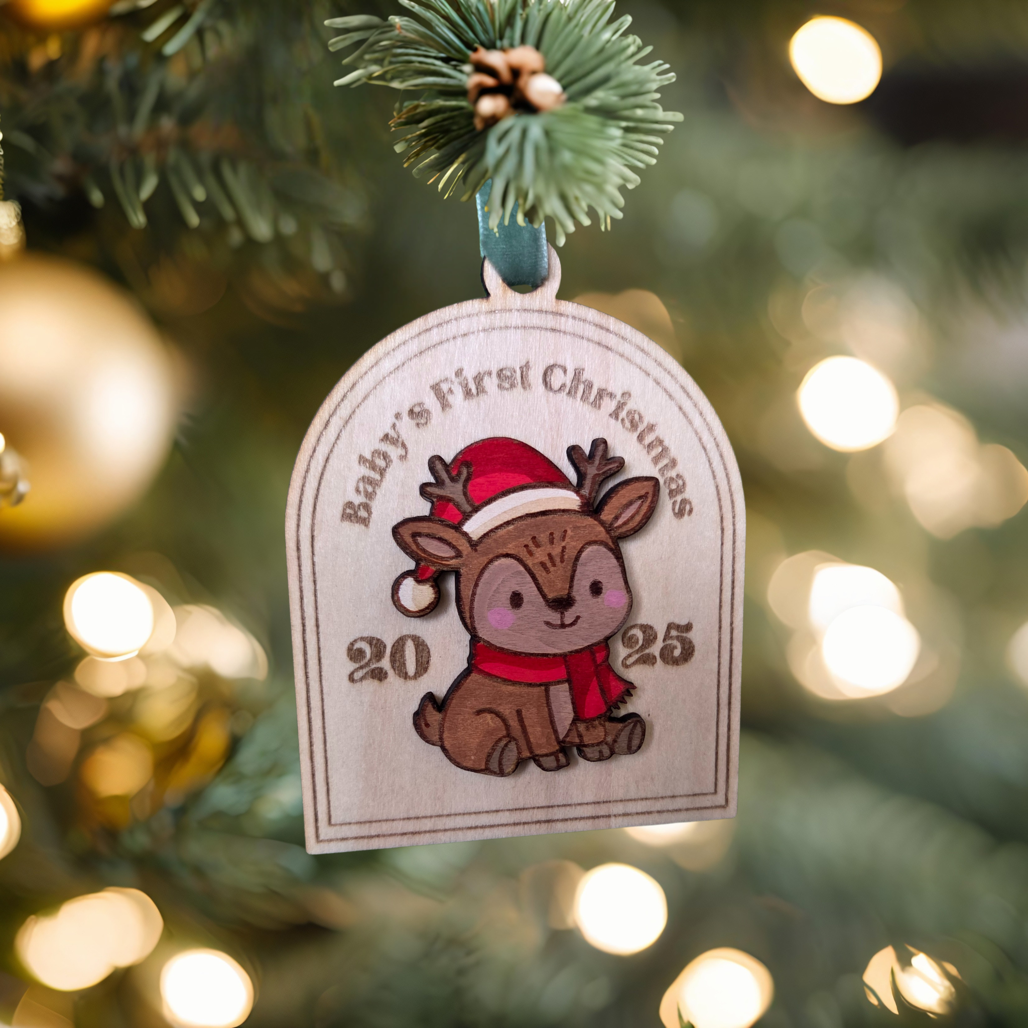 Baby’s First Christmas Ornament – 2025 Reindeer Edition