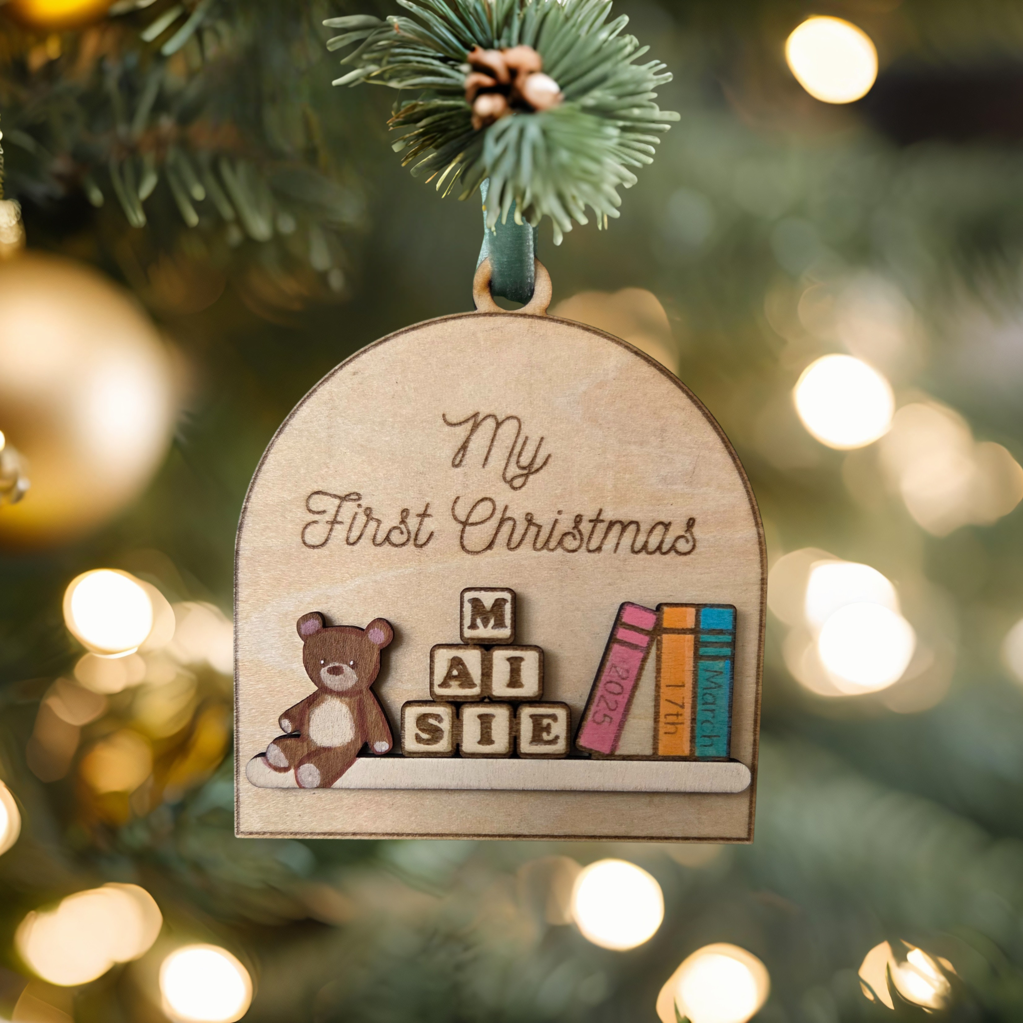 Personalized “My First Christmas” Baby Ornament – Custom Name & Birth Details