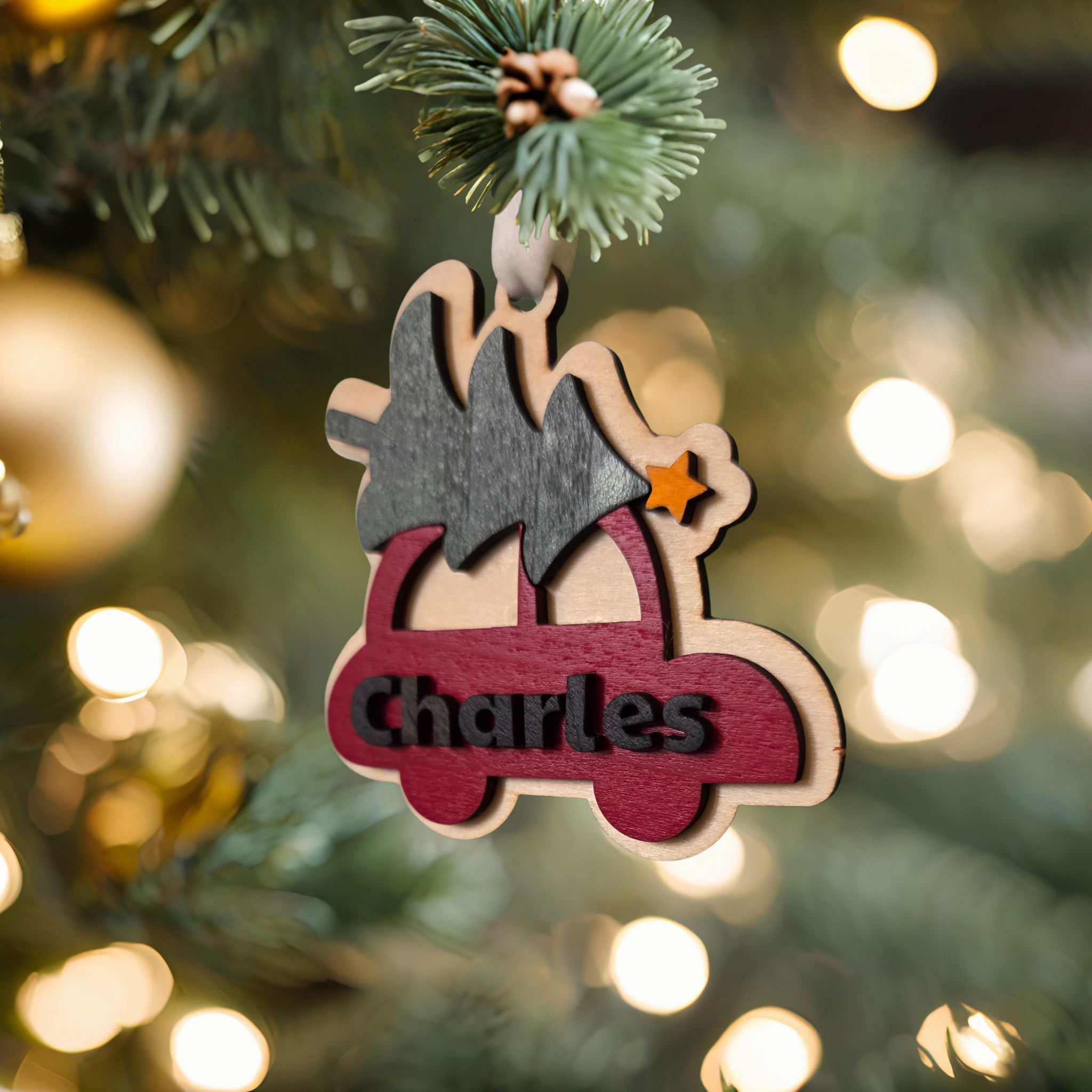 Personalized Christmas Car Ornament – Bringing Home the Tree